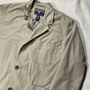 Duluth Trading Co. XL Tall Beige Workwear Blazer Chore Coat 100% Cotton Elbow